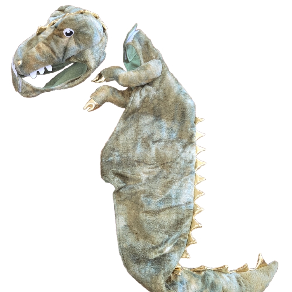Dog T Rex  Costume for Pets - Green and Gold